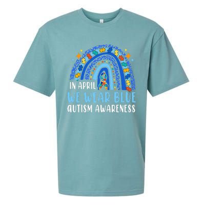 Autism Rainbow In April We Wear Blue Autism Awareness Sueded Cloud Jersey T-Shirt