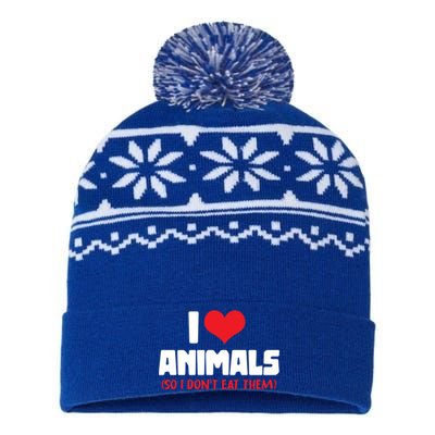 Animal Rights I Love Animals So I Dont Eat Them Vegetarian Gift USA-Made Snowflake Beanie