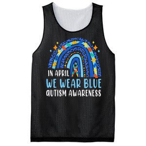 Autism Rainbow In April We Wear Blue Autism Awareness Mesh Reversible Basketball Jersey Tank