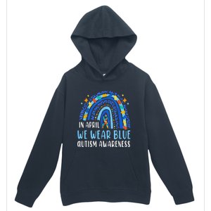 Autism Rainbow In April We Wear Blue Autism Awareness Urban Pullover Hoodie