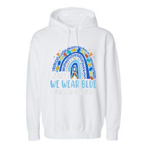 Autism Rainbow In April We Wear Blue Autism Awareness Garment-Dyed Fleece Hoodie