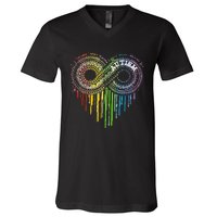 Autism Rainbow Infinity Symbol Asd Awareness V-Neck T-Shirt