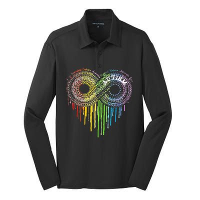 Autism Rainbow Infinity Symbol Asd Awareness Silk Touch Performance Long Sleeve Polo