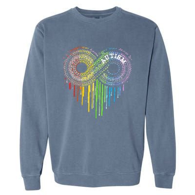 Autism Rainbow Infinity Symbol Asd Awareness Garment-Dyed Sweatshirt