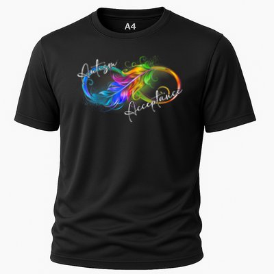 Autism Red Instead Infinity Symbol Autistic Acceptance Cooling Performance Crew T-Shirt