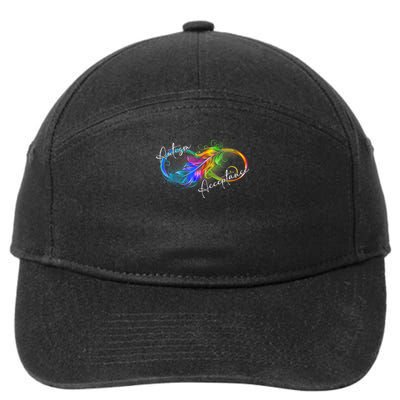 Autism Red Instead Infinity Symbol Autistic Acceptance 7-Panel Snapback Hat