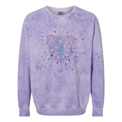 Aries Floral Zodiac Colorblast Crewneck Sweatshirt