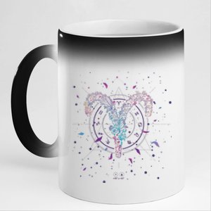 Aries Floral Zodiac 11oz Black Color Changing Mug