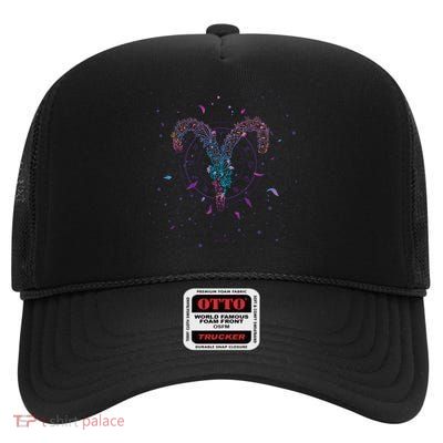 Aries Floral Zodiac High Crown Mesh Back Trucker Hat