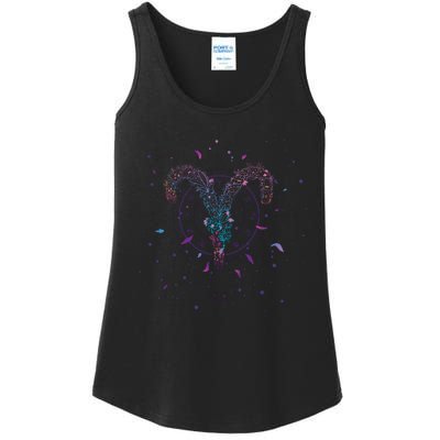 Aries Floral Zodiac Ladies Essential Tank