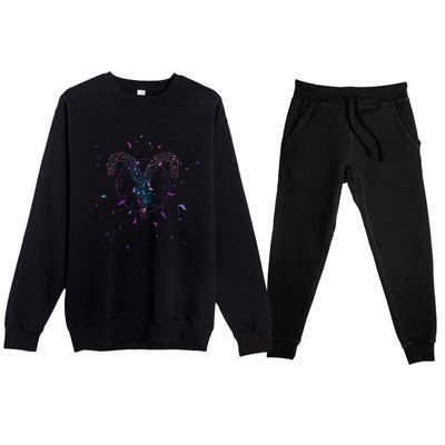 Aries Floral Zodiac Premium Crewneck Sweatsuit Set