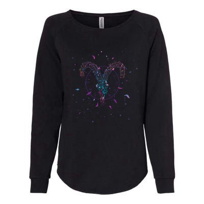 Aries Floral Zodiac Womens California Wash Sweatshirt