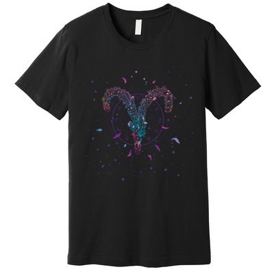 Aries Floral Zodiac Premium T-Shirt