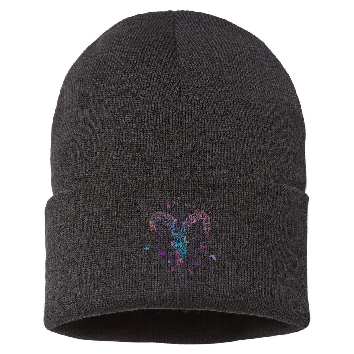 Aries Floral Zodiac Sustainable Knit Beanie