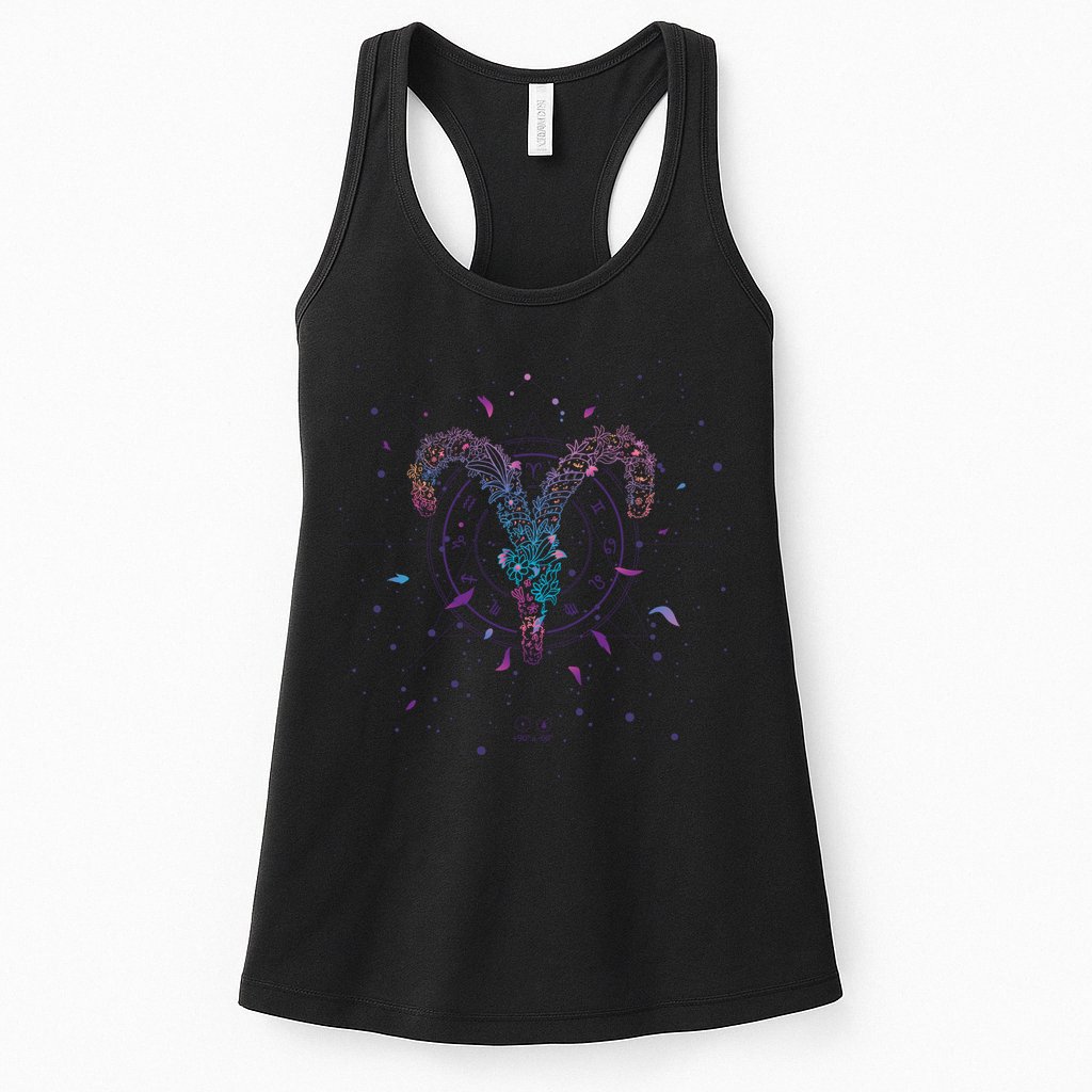 Aries Floral Zodiac Womens Tank Top