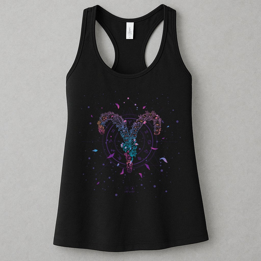 Aries Floral Zodiac Womens Tank Top