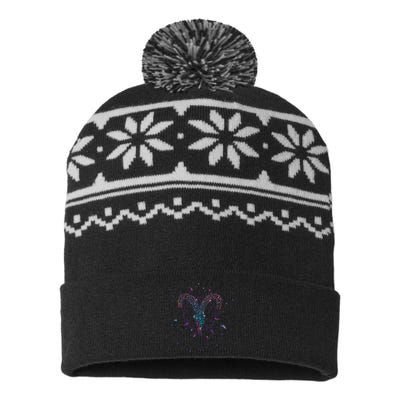 Aries Floral Zodiac USA-Made Snowflake Beanie