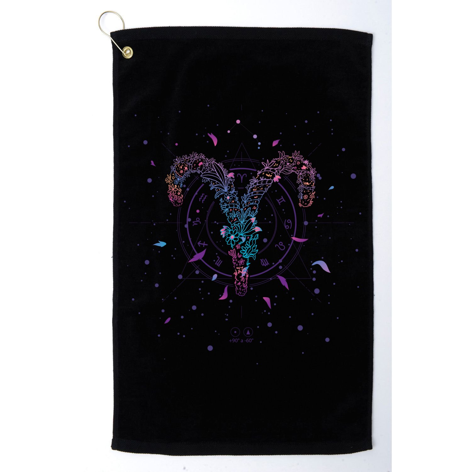 Aries Floral Zodiac Golf Towel