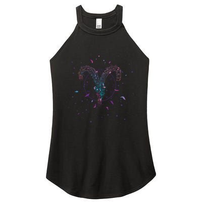 Aries Floral Zodiac Women's Perfect Tri Rocker Tank