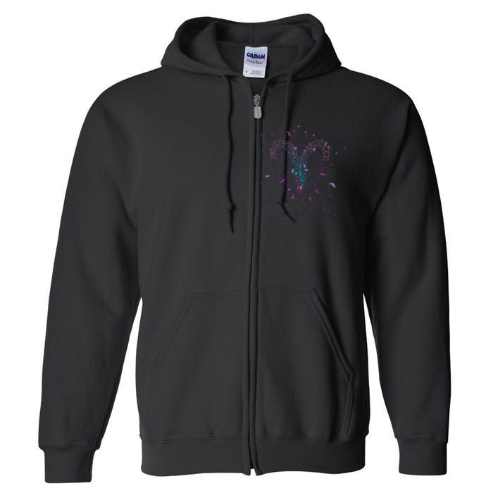 Aries Floral Zodiac Full Zip Hoodie