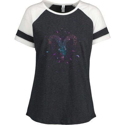 Aries Floral Zodiac Enza Ladies Jersey Colorblock Tee