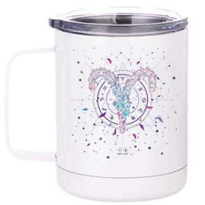 Aries Floral Zodiac 12 oz Stainless Steel Tumbler Cup