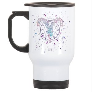 Aries Floral Zodiac Stainless Steel Travel Mug