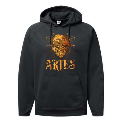 Aries goat Zodiac Performance Fleece Hoodie