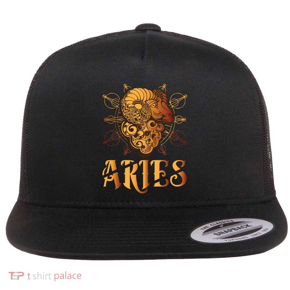 Aries goat Zodiac Flat Bill Trucker Hat
