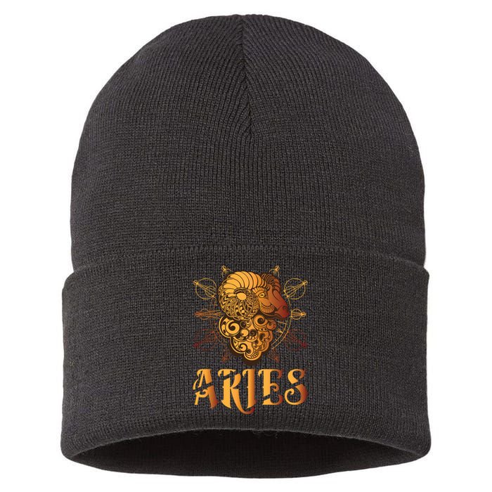 Aries goat Zodiac Sustainable Knit Beanie