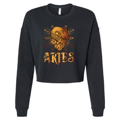 Aries goat Zodiac Cropped Pullover Crew