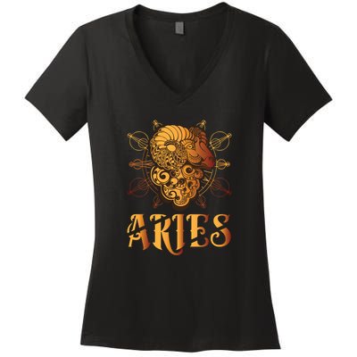 Aries goat Zodiac Women's V-Neck T-Shirt