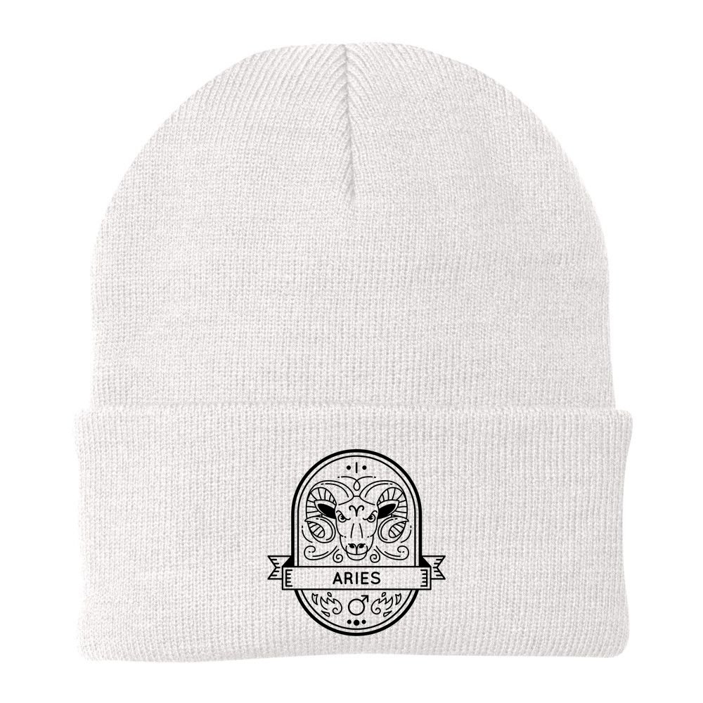 Aries Zodiac Symbol Design Beanie