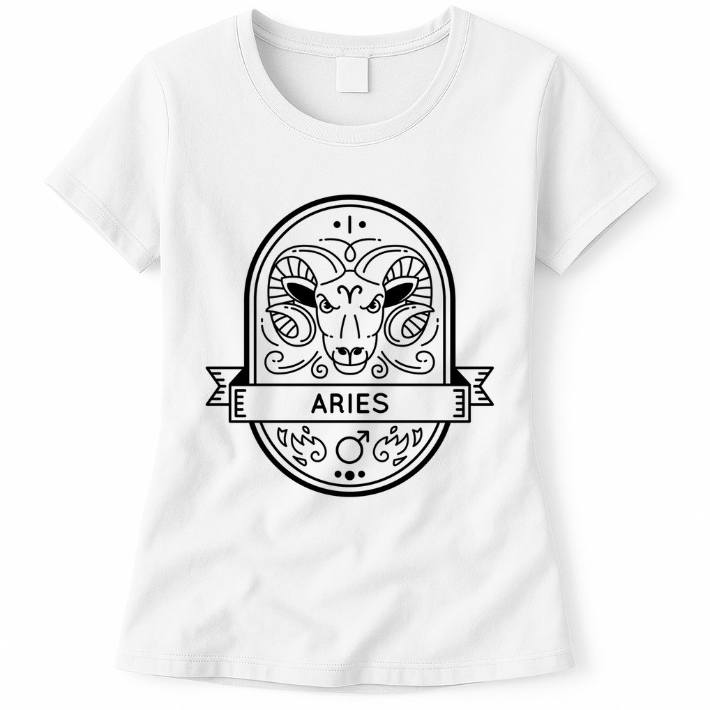 Aries Zodiac Symbol Design Womens T-Shirt