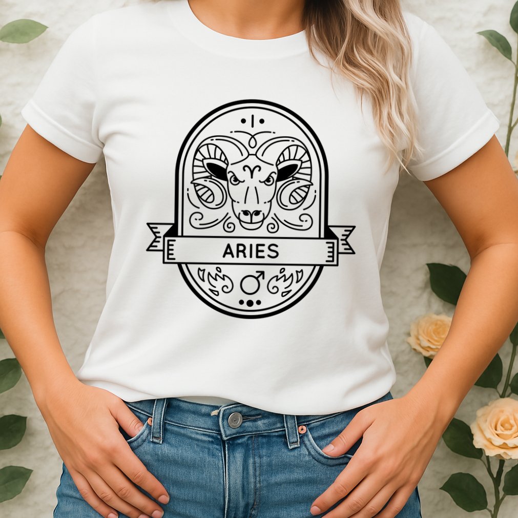 Aries Zodiac Symbol Design Womens T-Shirt