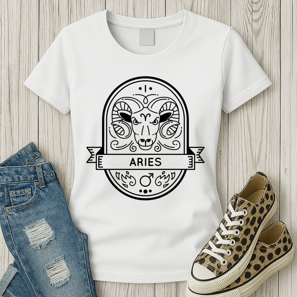 Aries Zodiac Symbol Design Womens T-Shirt