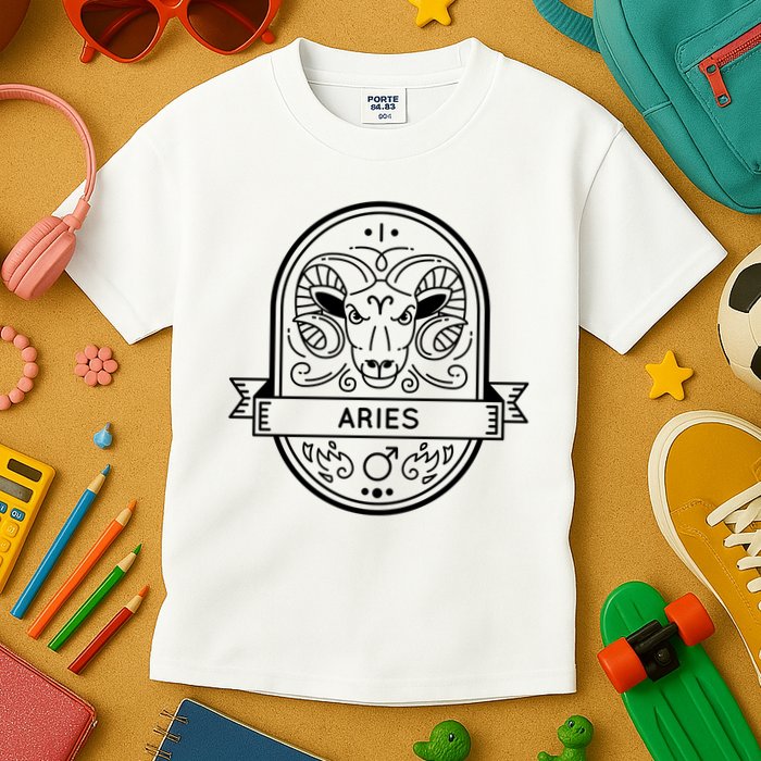 Aries Zodiac Symbol Design Kids T-Shirt
