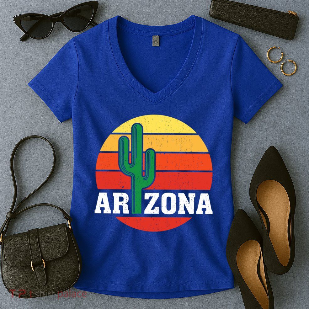 Arizona Cactus Sunset Women's V-Neck T-Shirt