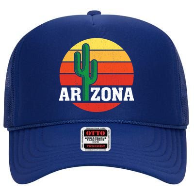 Arizona Cactus Sunset High Crown Mesh Back Trucker Hat