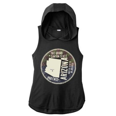 Arizona Grand Canyon State Retro Circle Ladies PosiCharge Tri-Blend Wicking Draft Hoodie Tank