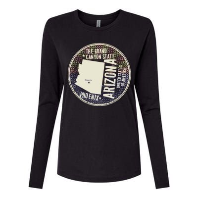 Arizona Grand Canyon State Retro Circle Womens Cotton Relaxed Long Sleeve T-Shirt