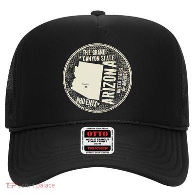 Arizona Grand Canyon State Retro Circle High Crown Mesh Back Trucker Hat