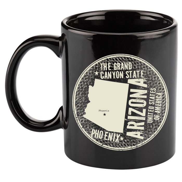 Arizona Grand Canyon State Retro Circle 11oz C Handle Ceramic Mug