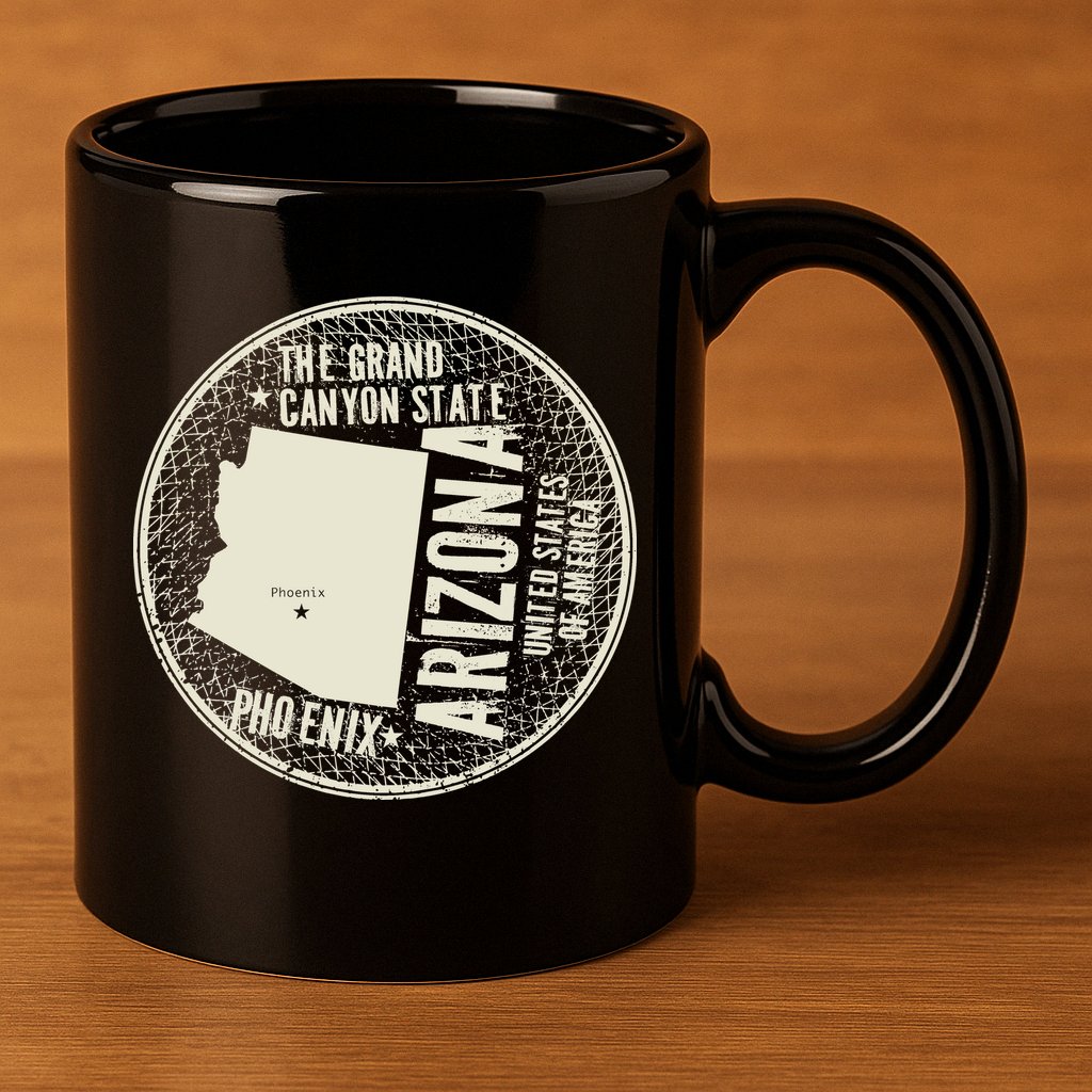 Arizona Grand Canyon State Retro Circle 11oz C Handle Ceramic Mug