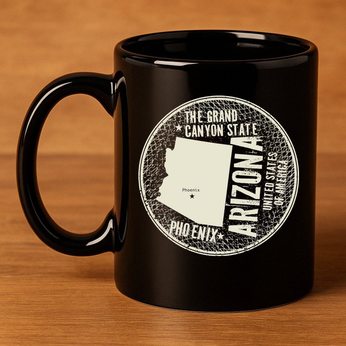 Arizona Grand Canyon State Retro Circle 11oz C Handle Ceramic Mug