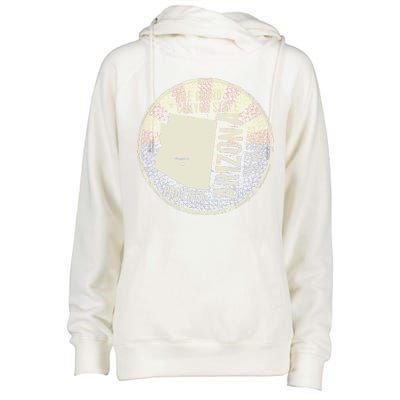 Arizona Grand Canyon State Retro Circle Womens Funnel Neck Pullover Hood