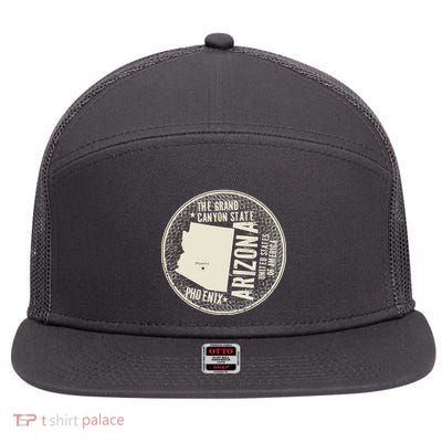 Arizona Grand Canyon State Retro Circle 7 Panel Mesh Trucker Snapback Hat