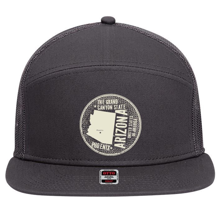 Arizona Grand Canyon State Retro Circle 7 Panel Mesh Trucker Snapback Hat
