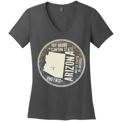 Arizona Grand Canyon State Retro Circle Women's V-Neck T-Shirt