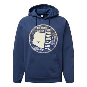 Arizona Grand Canyon State Retro Circle Performance Fleece Hoodie